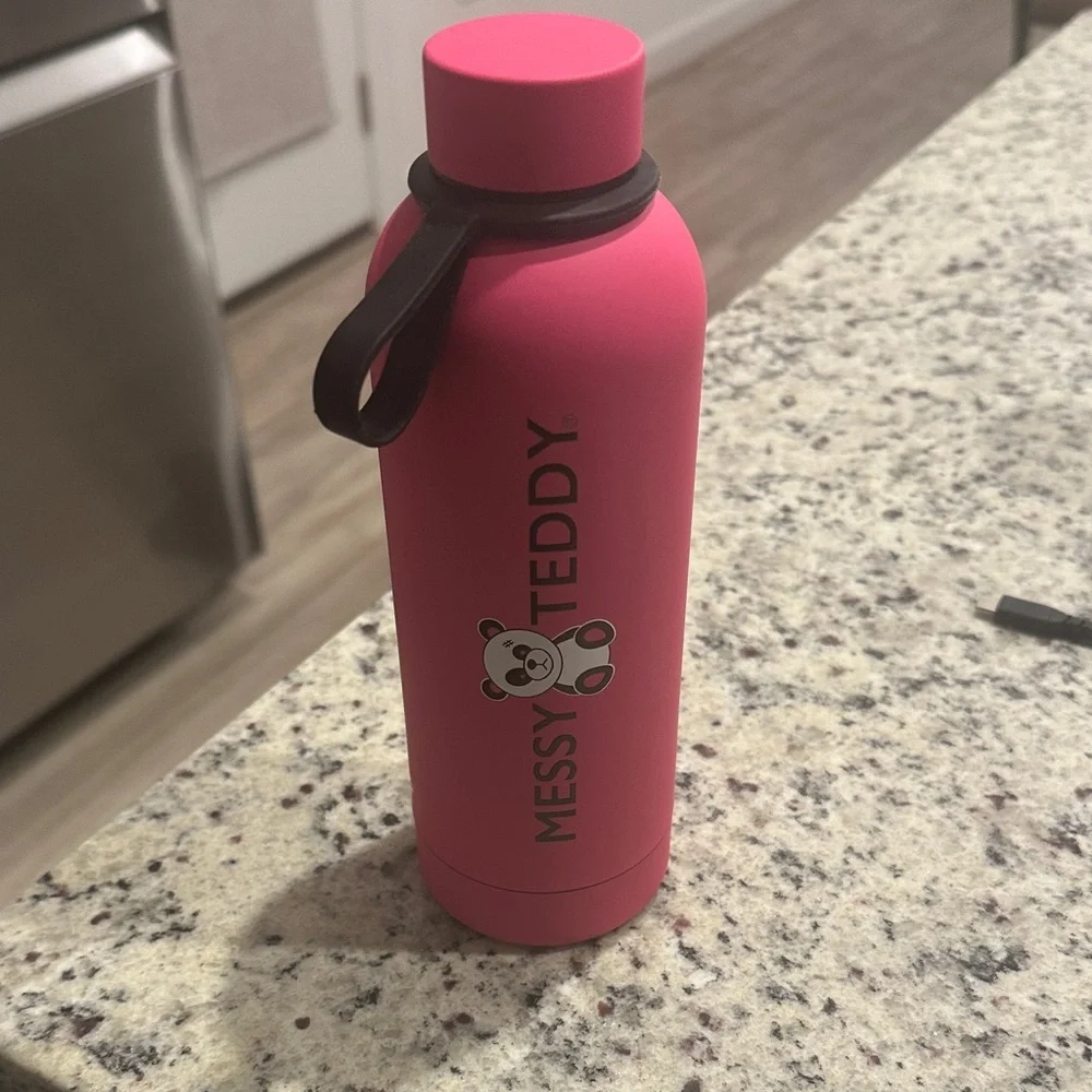 Pink Messy Teddy Water Bottle Brand New Never Used